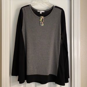NWT Karen by Karen Kane XL Long Sleeve Black and Gray Tunic Sweater